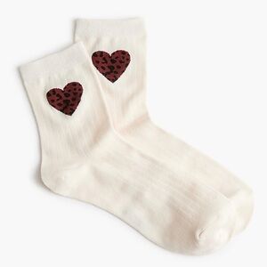 NWT J. Crew Leopard embroidered heart Boot Socks